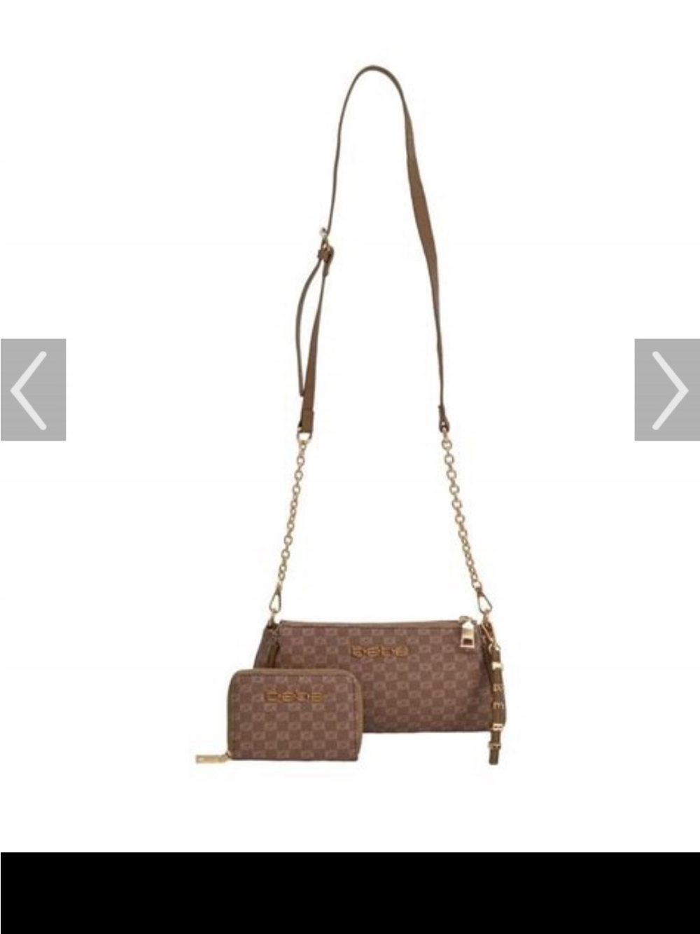 bebe Brown Patterned Crossbody Bag with Coin Wallet
